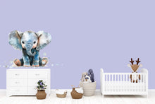 Load image into Gallery viewer, Watercolor Baby Elephant Wall Decal | Nursery Animal Sticker | Cute Safari Baby Room Decor | Removable Wall Art for Crib Area
