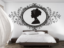 Load image into Gallery viewer, Victorian Lady Silhouette Wall Decal • Elegant Vintage Portrait Wall Sticker • Large Baroque Frame Mural • Bedroom &amp; Living Room Home Decor