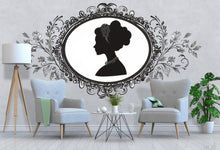 Load image into Gallery viewer, Victorian Lady Silhouette Wall Decal • Elegant Vintage Portrait Wall Sticker • Large Baroque Frame Mural • Bedroom &amp; Living Room Home Decor