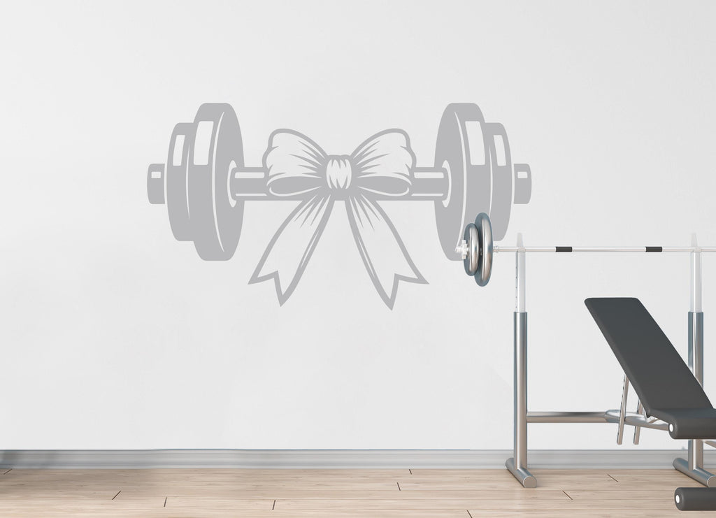 Gym Ribbon Girl Wall Decal Power fitness Women Squat Decor Workout Art Vinyl Wall Stickers Bedroom 210DE