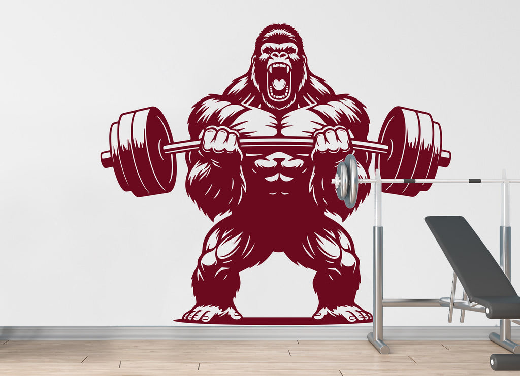 Gorilla Gym Wall Decal Bodybuilder fitness Decor Workout Art Vinyl Gym Wall Stickers Bedroom Gym Workout Skull Motivation 211DE