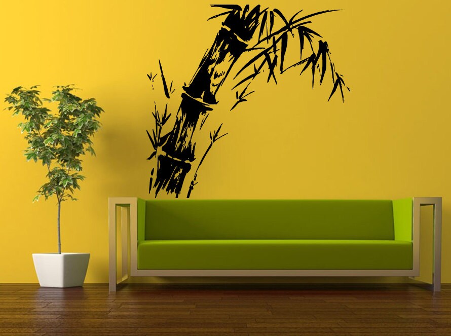 Wall Decal Vinyl Sticker Decals Peal And Stick Cheap Decor Art Bamboo Asian Tree Trees Leaves Floral Nature Big Huge L400
