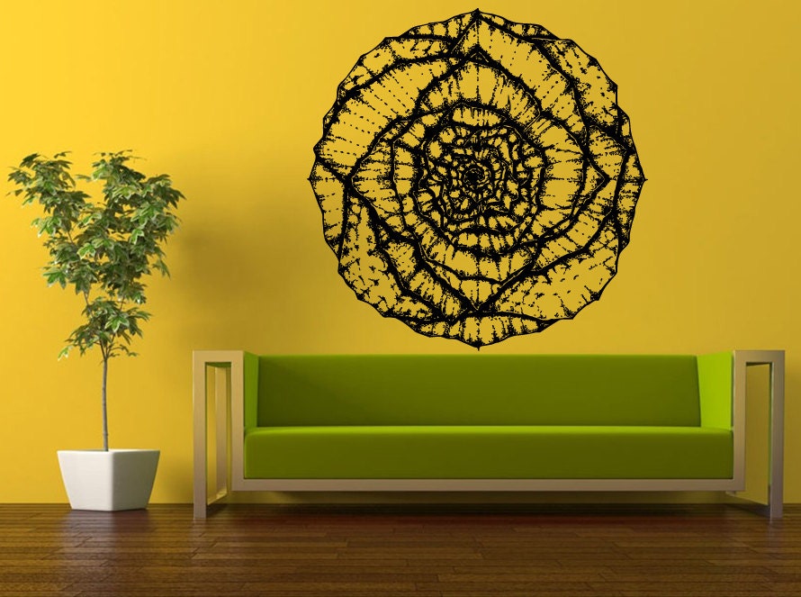 Wall Decal Vinyl Sticker Decals Peal And Stick Cheap Decor Art Mandala Menhdi Flower Pattern Ornament Om Indian Hindu Buddha Big Huge L410