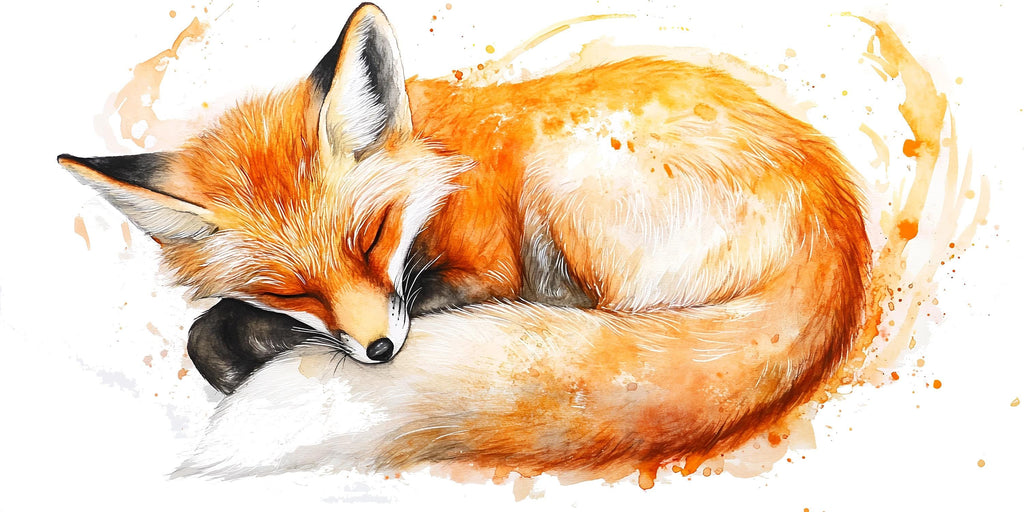Watercolor Sleeping Fox Wall Decal | Woodland Nursery Wall Sticker | Cute Animal Mural for Baby Room | Kids Room Decor