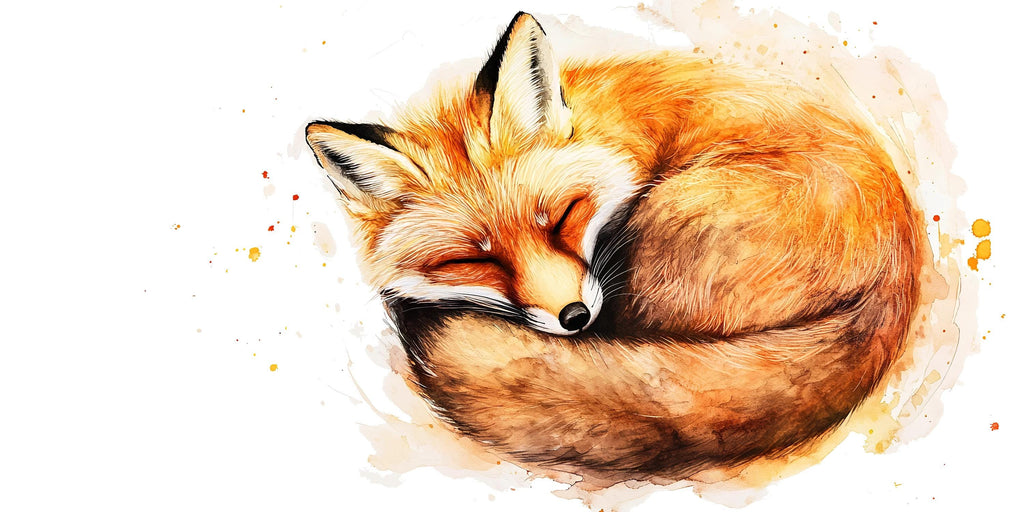 Watercolor Sleeping Fox Wall Decal | Woodland Nursery Wall Sticker | Cute Animal Mural for Baby Room | Kids Wall Art | Removable Vinyl