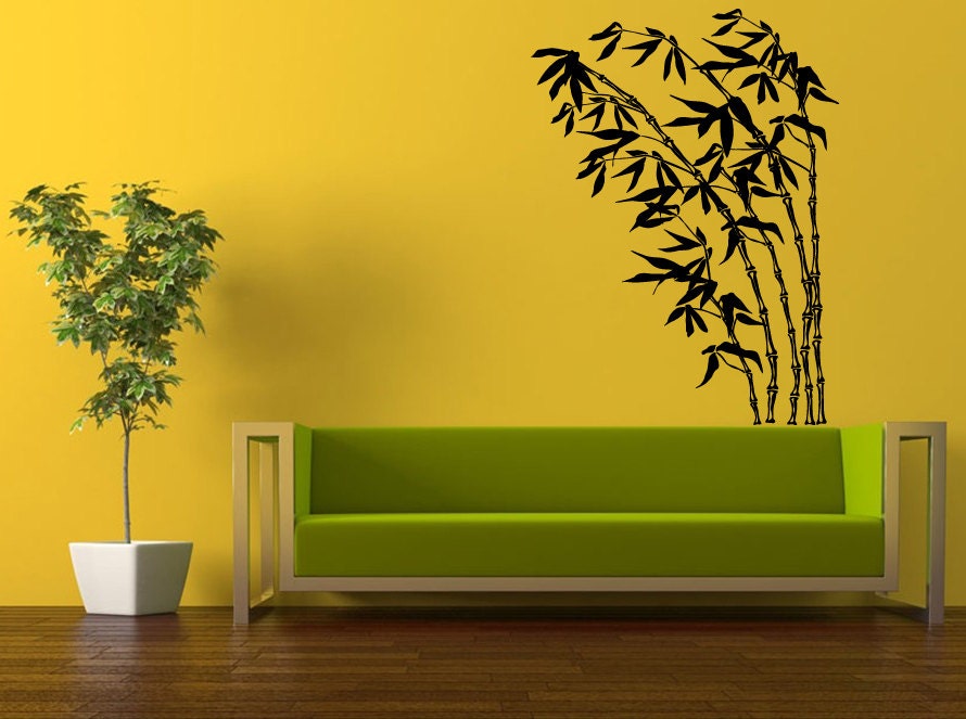 Wall Decal Vinyl Sticker Decals Peal And Stick Cheap Decor Art Bamboo Tree Trees Leaves Floral Nature Big Huge L399