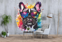 Load image into Gallery viewer, Colorful French Bulldog Wall Mural – Large Dog Art for Office Reception, Modern Graffiti Style Wall Decal 002mv