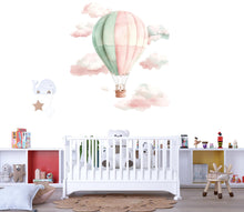 Load image into Gallery viewer, Hot Air Balloon Nursery Wall Decal – Pastel Kids Room Wall Art, Gender Neutral Baby Room Sticker 005mv