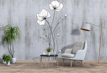 Load image into Gallery viewer, Minimalist Line Art Flower Wall Decal – Large Floral Bedroom Wall Sticker, Modern Boho Wall Art 006mv