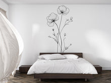 Load image into Gallery viewer, Minimalist Line Art Flower Wall Decal – Large Floral Bedroom Wall Sticker, Modern Boho Wall Art 006mv