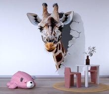 Load image into Gallery viewer, 3D Giraffe Nursery Wall Decal – Funny Kids Room Wall Art, Safari Jungle Decor 026mv