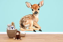 Load image into Gallery viewer, Baby Deer Nursery Wall Decal – Woodland Fawn Kids Room Wall Art, Gender Neutral Decor 036mv