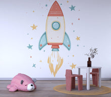 Load image into Gallery viewer, Rocket Ship Wall Decal – Space Nursery Kids Room Wall Art, Playroom Decor 038mv