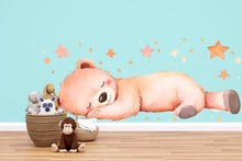 Load image into Gallery viewer, Sleeping Bear Nursery Wall Decal – Cute Baby Bear Bedtime Wall Art for Kids Room 046mv