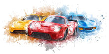 Load image into Gallery viewer, Race Car Wall Decal for Kids Room – Colorful Sports Car Mural, Boys Bedroom Wall Art 061mv