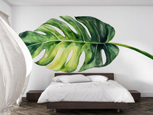 Load image into Gallery viewer, Monstera Leaf Wall Mural – Large Tropical Botanical Wall Decal for Bedroom, Oversized Green Plant Wall Art 062mv