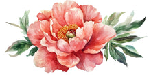 Load image into Gallery viewer, Large Peony Wall Decal – Coral Watercolor Flower Mural Above Bed, Boho Floral Bedroom Wall Art 069mv