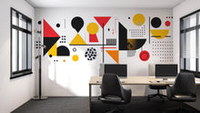 Load image into Gallery viewer, Modern Geometric Wall Decal – Abstract Office Mural, Colorful Shapes Peel and Stick Workspace Art 082mv