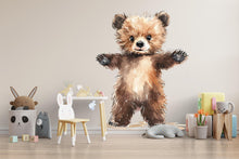 Load image into Gallery viewer, Standing Baby Bear Wall Decal Watercolor Nursery Sticker | Cute Woodland Animal Mural for Kids Room | Peel &amp; Stick Removable Nursery
