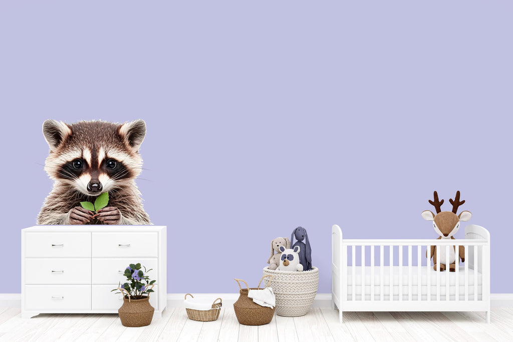 Realistic Baby Raccoon Wall Decal Nursery Sticker | Cute Woodland Animal Mural for Kids Room | Peel & Stick Removable Vinyl Nursery Wall