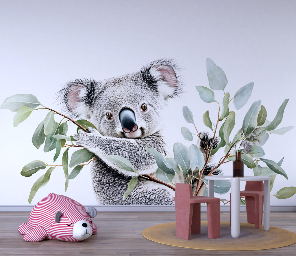 Realistic Koala Wall Decal Nursery Sticker | Cute Australian Animal Mural for Kids Room | Peel & Stick Removable Vinyl | Baby Nursery Wall