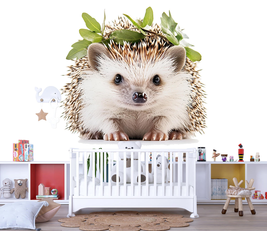 Adorable Hedgehog Wall Decal Nursery Sticker | Cute Woodland Animal Mural for Kids Room | Peel & Stick Removable Vinyl | Baby Nursery Wall
