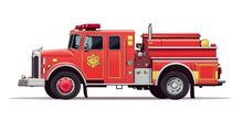 Load image into Gallery viewer, Fire Truck Wall Decal for Kids | Red Fire Engine Wall Sticker | Boys Bedroom Decor | Removable Peel &amp; Stick Mural | Playroom Vehicle Theme