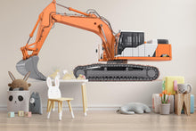 Load image into Gallery viewer, Excavator Wall Decal for Kids | Construction Truck Wall Sticker | Boys Room Decor | Peel &amp; Stick Nursery Mural | Bulldozer Theme Playroom