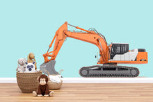 Load image into Gallery viewer, Excavator Wall Decal for Kids | Construction Truck Wall Sticker | Boys Room Decor | Peel &amp; Stick Nursery Mural | Bulldozer Theme Playroom