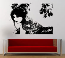 Load image into Gallery viewer, Wall Decal Vinyl Sticker Decals Peal And Stick Cheap Decor Art Beautiful Gorgeous Girl Woman Female Anime Dragon Tattoo On Her Back L411