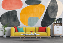 Load image into Gallery viewer, Mid Century Modern Abstract Wall Mural – Color Block Geometric Living Room Peel and Stick Decal 085mv