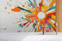 Load image into Gallery viewer, Abstract Sunburst Wall Mural – Color Splash Paint Explosion Large Removable Wall Art for Office, Studio or Living Room 086mv