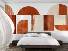 Load image into Gallery viewer, Terracotta Geometric Wall Mural – Abstract Boho Shapes Wallpaper for Bedroom Feature Wall 090mv