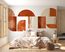 Load image into Gallery viewer, Terracotta Geometric Wall Mural – Abstract Boho Shapes Wallpaper for Bedroom Feature Wall 090mv