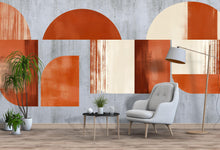 Load image into Gallery viewer, Terracotta Geometric Wall Mural – Abstract Boho Shapes Wallpaper for Bedroom Feature Wall 090mv