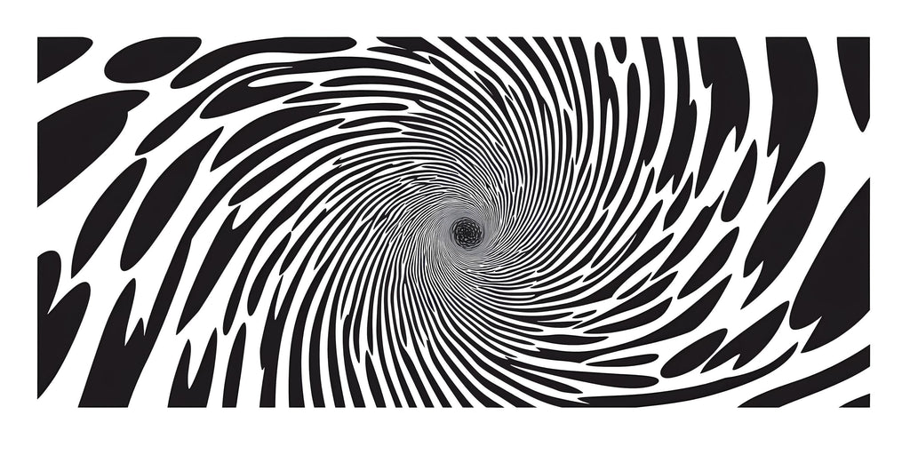Vortex Optical Illusion Wall Mural – Black and White Spiral Wallpaper for Modern Office 093mv