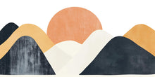 Load image into Gallery viewer, Abstract Mountain Sunset Wall Mural, Mid Century Modern Wall Art, Large Removable Wall Decal for Living Room or Entryway 096mv