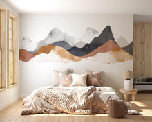 Load image into Gallery viewer, Abstract Mountain Wall Mural, Neutral Landscape Wall Art, Large Removable Modern Wall Decal for Living Room 097mv