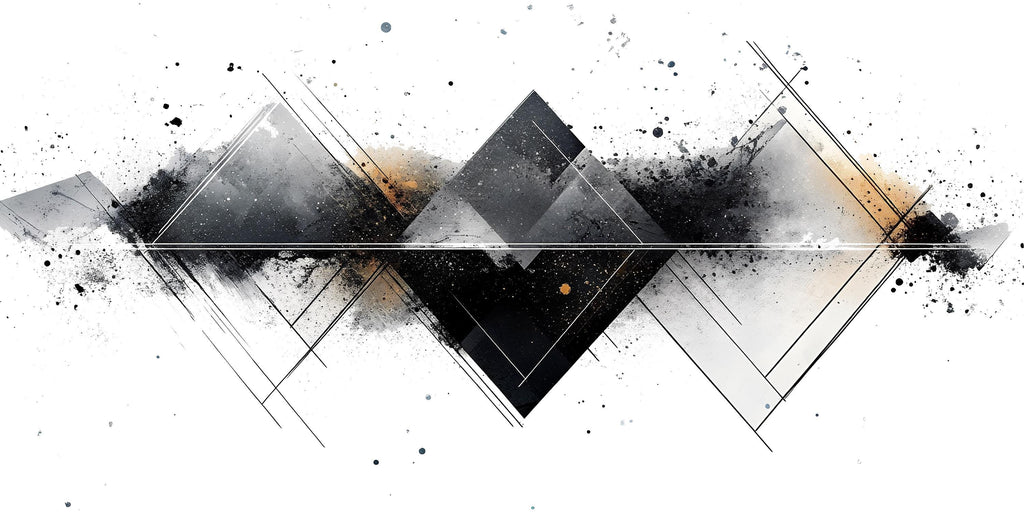 Abstract Geometric Wall Mural, Black Beige Modern Living Room Art, Large Removable Wall Decal 105mv