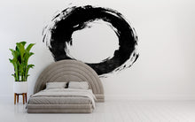 Load image into Gallery viewer, Zen Circle Wall Mural, Large Black Enso Brushstroke Wall Art, Minimal Japanese Removable Wall Decal 106mv