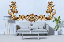 Load image into Gallery viewer, Gold Baroque Wall Decal, Large Ornate Living Room Wall Art, Luxury Removable Over Sofa Mural 114mv