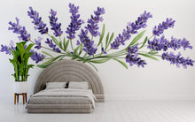 Load image into Gallery viewer, Large Lavender Wall Decal, Purple Floral Bedroom Wall Art, Removable Headboard Mural 116mv