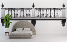 Load image into Gallery viewer, Paris Balcony Headboard Wall Decal, French Bedroom Wall Art, Removable Wrought Iron Mural 118mv
