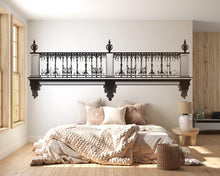 Load image into Gallery viewer, Paris Balcony Headboard Wall Decal, French Bedroom Wall Art, Removable Wrought Iron Mural 118mv