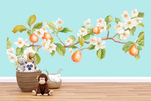 Load image into Gallery viewer, Pear Blossom Wall Decal, Kids Nursery Fruit Tree Mural, Playroom Removable Wall Art 119mv