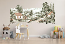 Load image into Gallery viewer, Cottage Landscape Wall Mural, Vintage Countryside Nursery Wall Art, Removable Kids Room Mural 126mv