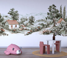 Load image into Gallery viewer, Cottage Landscape Wall Mural, Vintage Countryside Nursery Wall Art, Removable Kids Room Mural 126mv