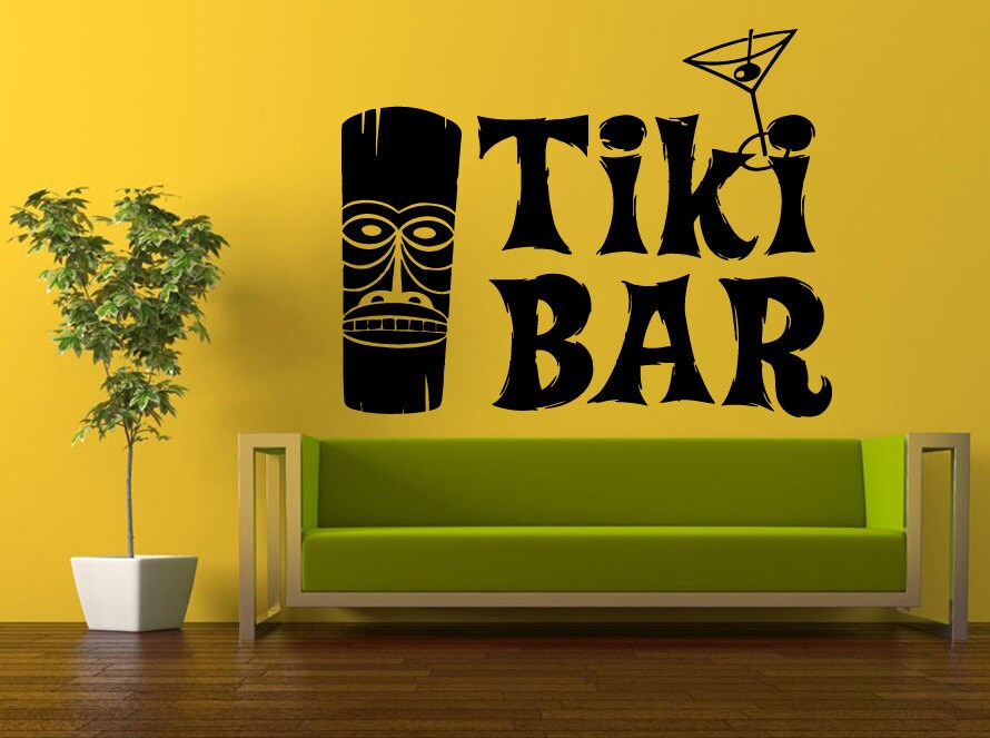 Wall Decal Vinyl Sticker Decals Peal And Stick Cheap Decor Art Aloha Tiki Bar Hawaii Cocktails Totem Surfing Surf Boards Big Huge L413