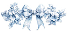 Load image into Gallery viewer, Blue Bow Floral Headboard Wall Decal, Large Bedroom Wall Art, Romantic Removable Mural 129mv