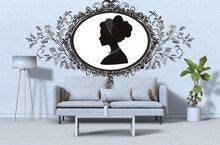 Load image into Gallery viewer, Victorian Cameo Wall Decal, Large Silhouette Headboard Art, Vintage Removable Bedroom Mural 130mv